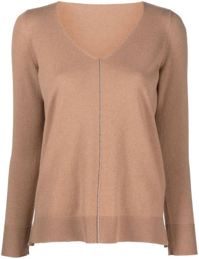 Le Tricot Perugia Trui met V-hals Beige