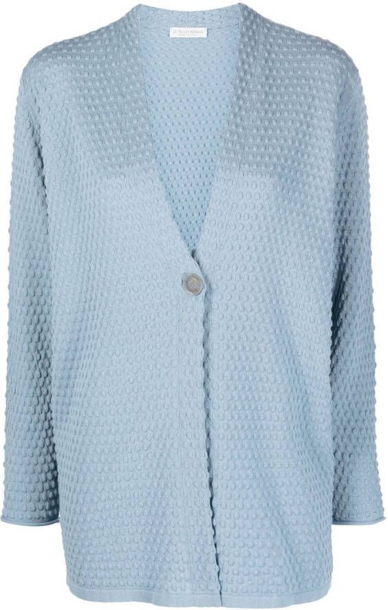 Le Tricot Perugia Vest met knopen Blauw