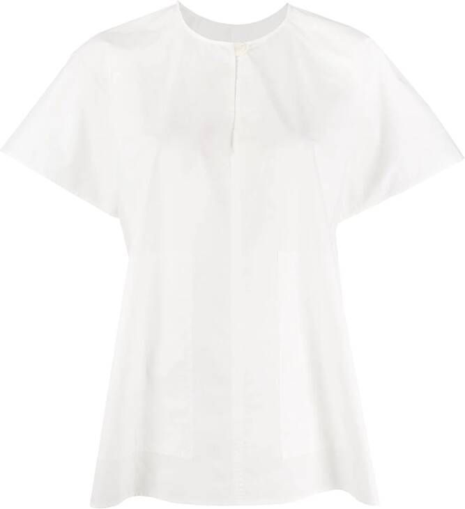 Lee Mathews T-shirt met knoopsluiting Wit