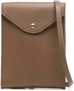 Lemaire grained-leather messenger bag Bruin