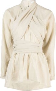 Lemaire ruched long-sleeved satin blouse Beige