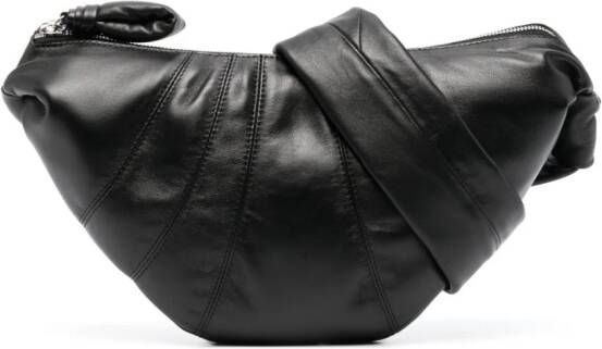 Lemaire small Croissant leather crossbody bag Zwart