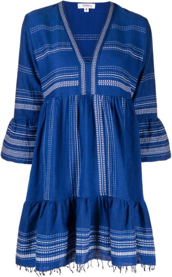 Lemlem Jurk met franje afwerking Blauw