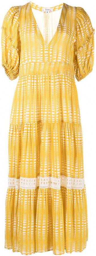 Lemlem Jurk met abstracte print Geel