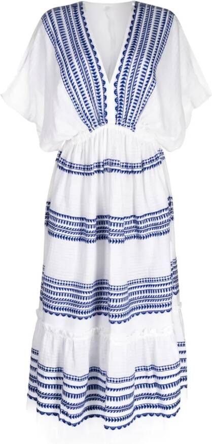 Lemlem Jurk met watervalhals Blauw