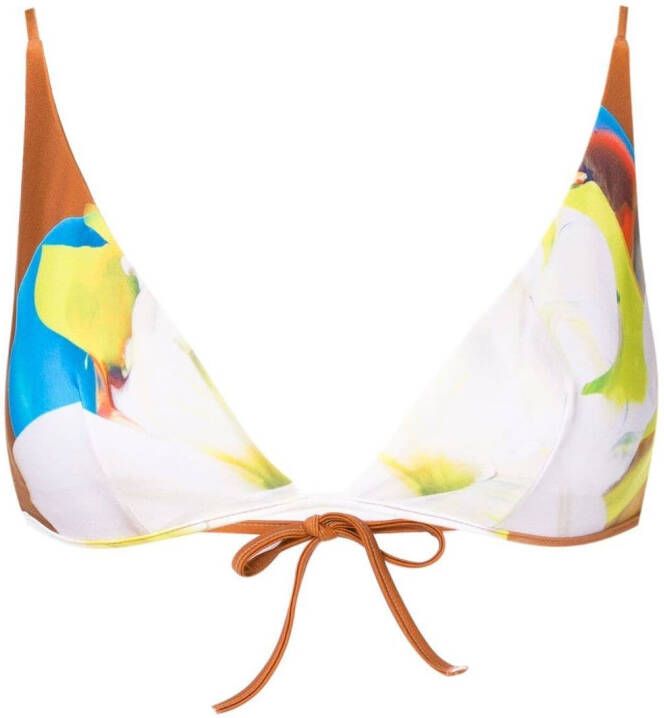 Lenny Niemeyer Bikinitop met bloemenprint Beige