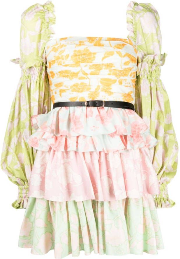 Leo Lin Holly Mini-jurk met lange mouwen Veelkleurig