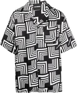 LES HOMMES Overhemd met geometrisch patroon Zwart