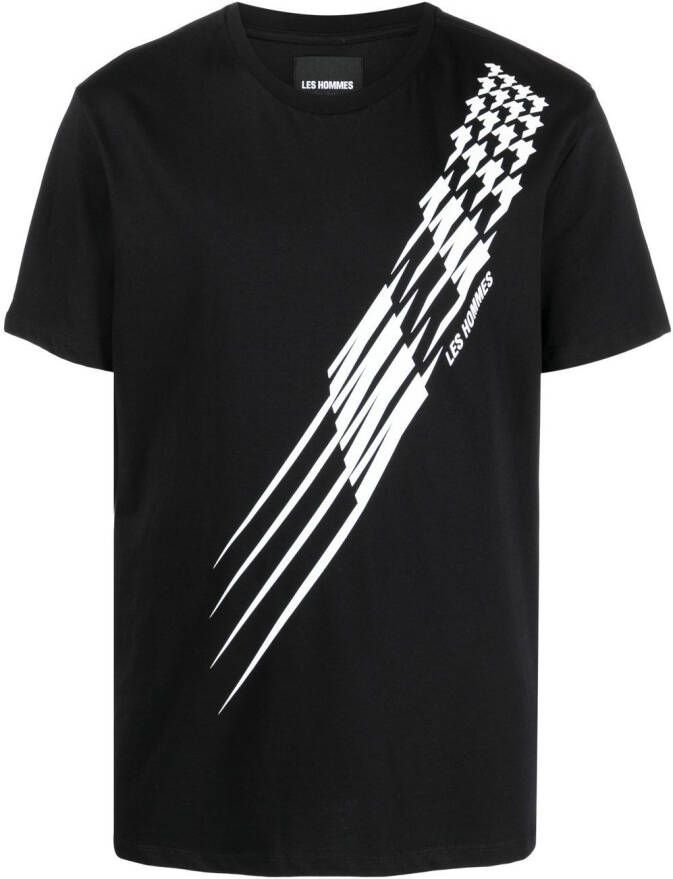 LES HOMMES T-shirt met grafische print Zwart