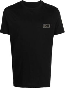 LES HOMMES T-shirt met logoplakkaat Zwart