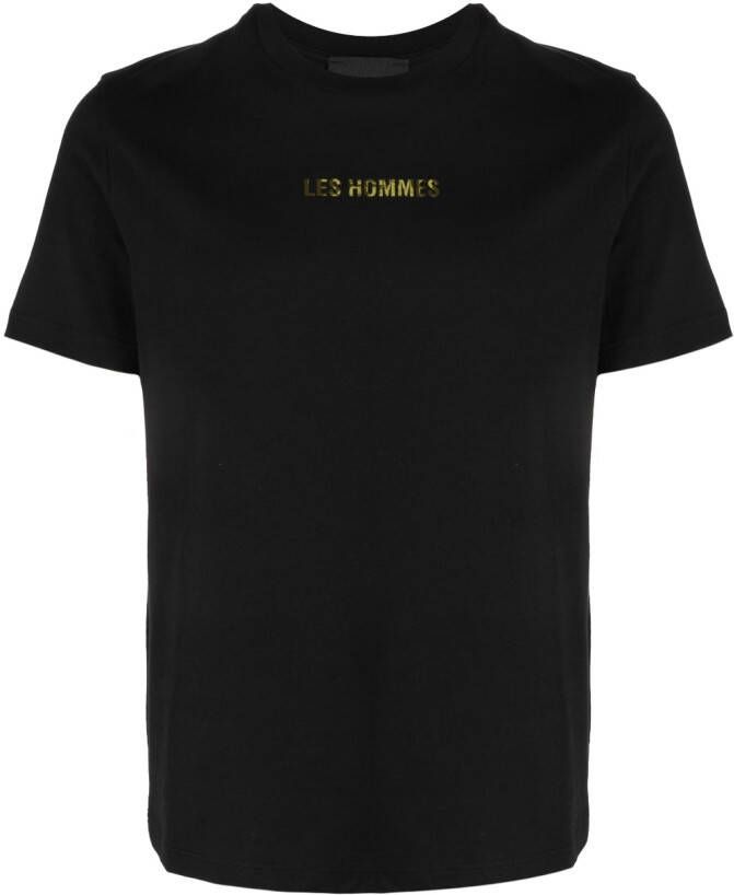 LES HOMMES T-shirt met logoprint Zwart
