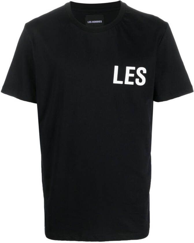 LES HOMMES T-shirt met logoprint Zwart