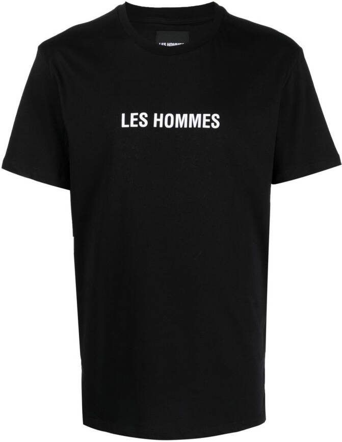 LES HOMMES T-shirt met logoprint Zwart