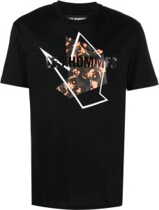 Les Hommes T-shirt met grafische print Zwart