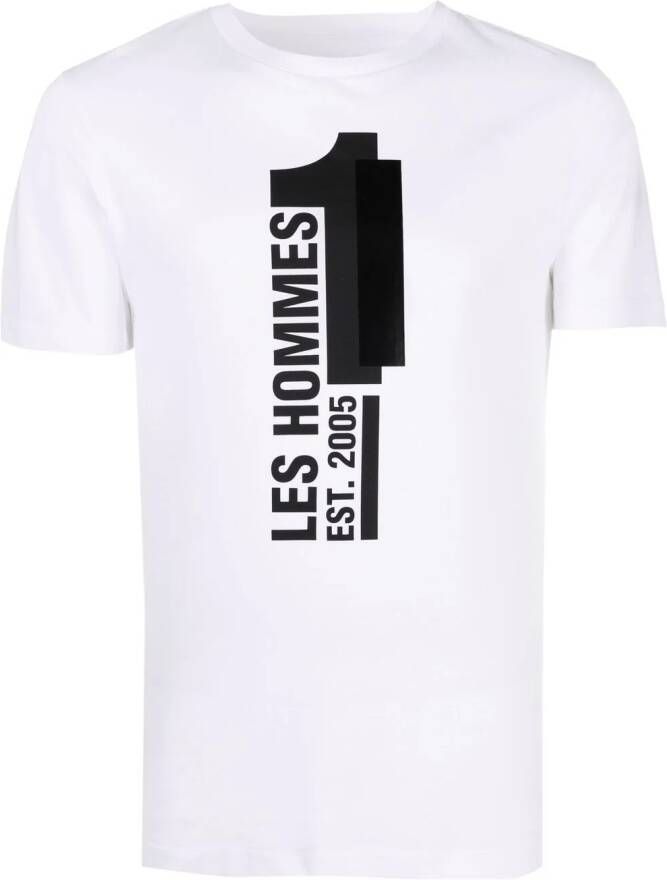 LES HOMMES T-shirt met logoprint Wit