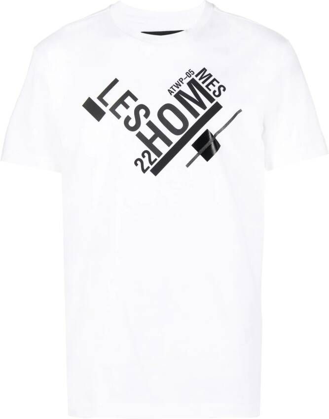 LES HOMMES T-shirt met logoprint Wit