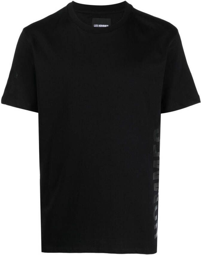 LES HOMMES T-shirt met logoprint Zwart