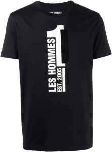 Les Hommes T-shirt met logoprint Zwart
