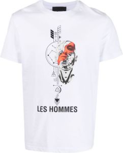 LES HOMMES T-shirt met print Wit