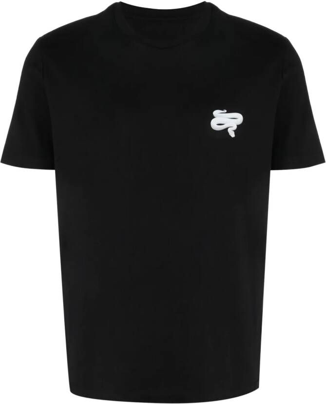 LES HOMMES T-shirt met slangenprint Zwart
