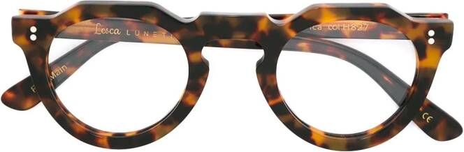 Lesca 'Pica' tortoiseshell glasses Bruin