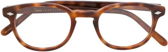 Lesca schildpad-effect ronde bril Bruin