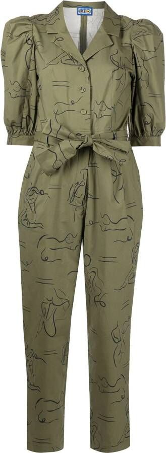 Lhd Jumpsuit met abstracte print Groen