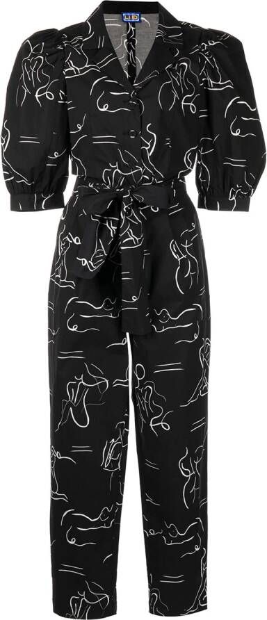 Lhd Jumpsuit met abstracte print Zwart