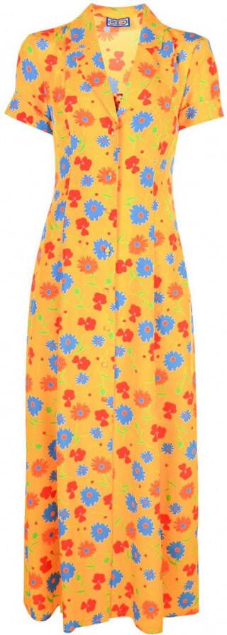 Lhd Jurk met bloemdessin Geel