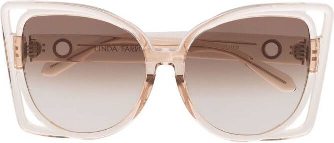 Linda Farrow Zonnebril met cat-eye montuur Beige