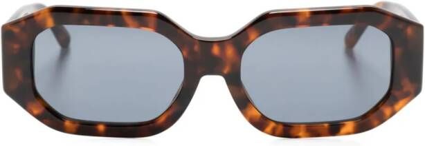 Linda Farrow x Attico Irene zonnebril met zeshoekig montuur Bruin