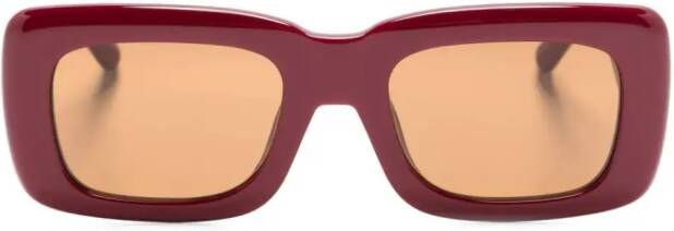 Linda Farrow x The Attico Marfa zonnebril met rechthoekig montuur Rood