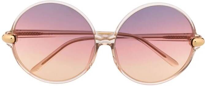 Linda Farrow Zonnebril met rond montuur Beige
