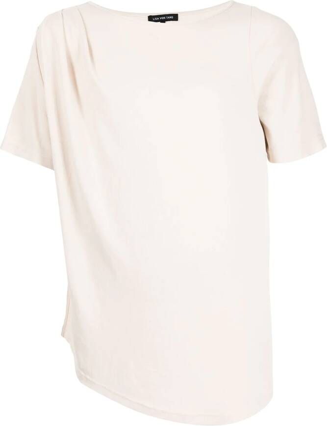Lisa Von Tang Asymmetrisch T shirt heren Polyester Modaal XL Wit