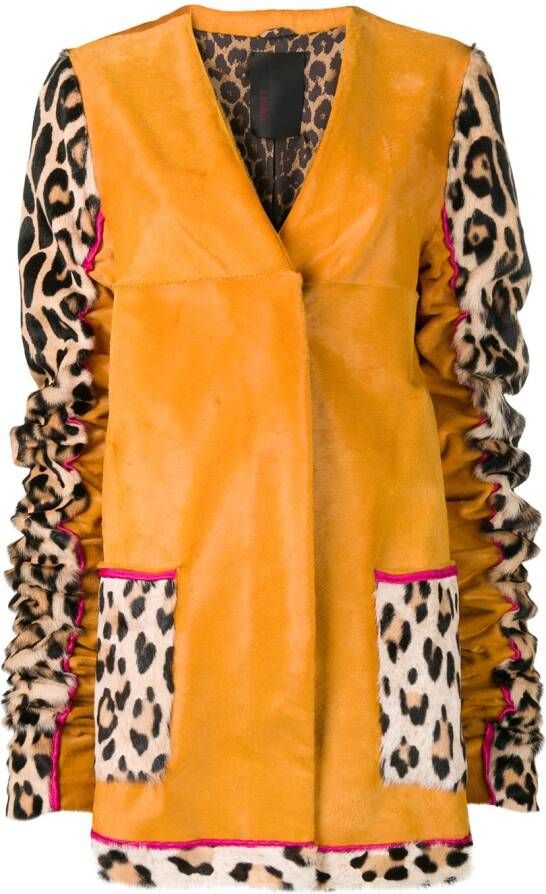 Liska Mantel met dierenprint Geel