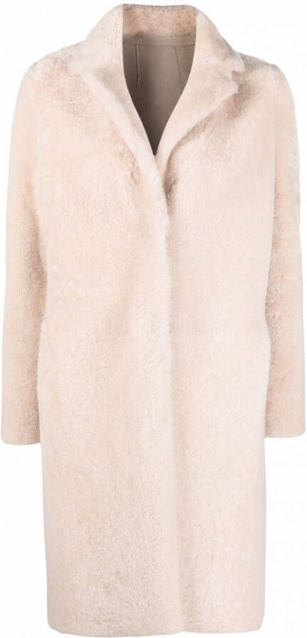 Liska Lammy coat met enkele rij knopen Beige