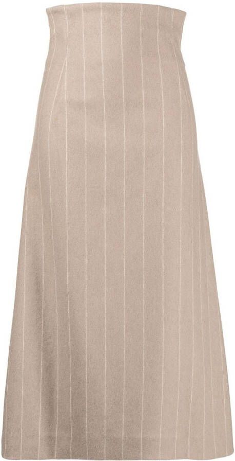 LITKOVSKA Rok met krijtstreep Bruin