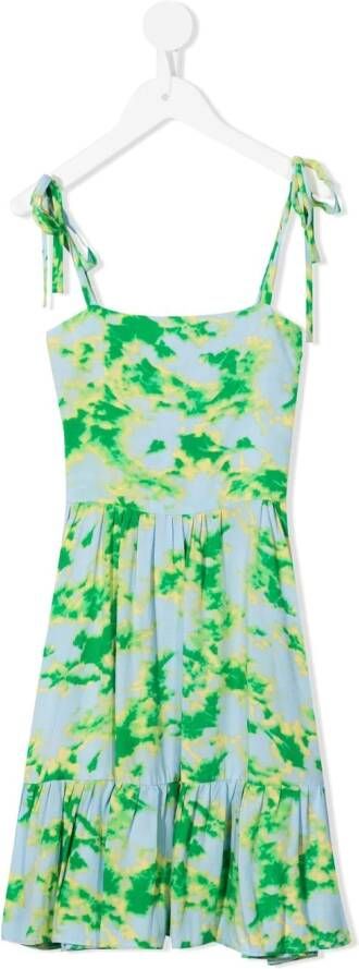 Little Bambah Maxi-jurk met tie-dye print Groen