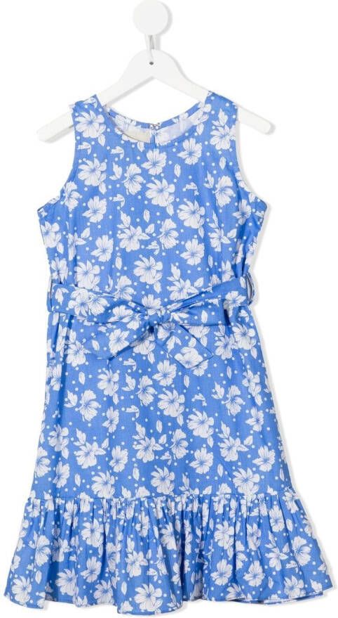 Little Bambah Midi-jurk met bloe print Blauw