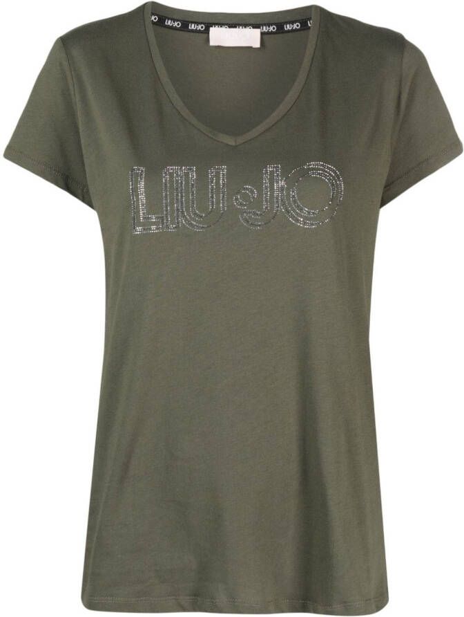 LIU JO T-shirt verfraaid met kristallen Groen
