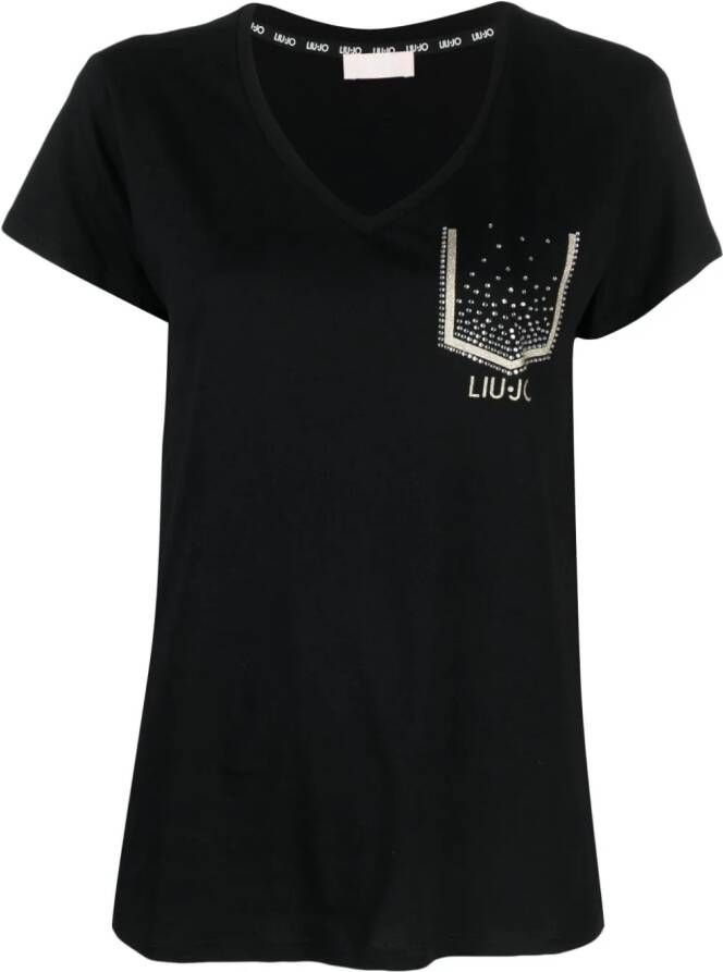 LIU JO T-shirt verfraaid met kristallen Zwart