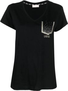 LIU JO crystal-embellishment cotton T-shirt Zwart