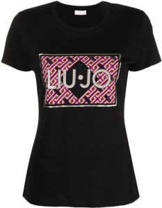 LIU JO T-shirt met verfraaid logo Zwart