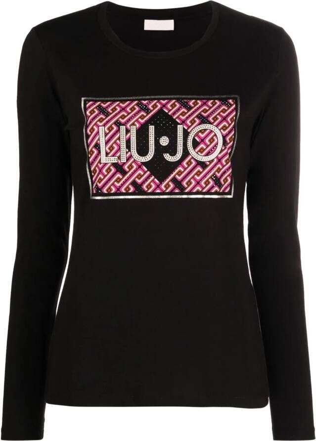 LIU JO crystal-embellished cotton T-shirt Zwart