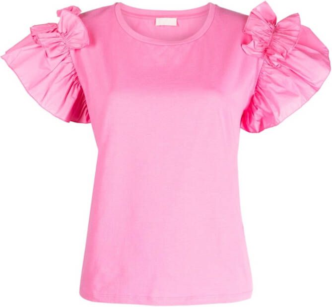 LIU JO T-shirt met ruchemouwen Roze