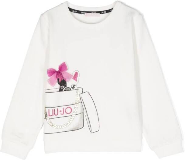 Liu Jo Kids Sweater met hondenprint Wit