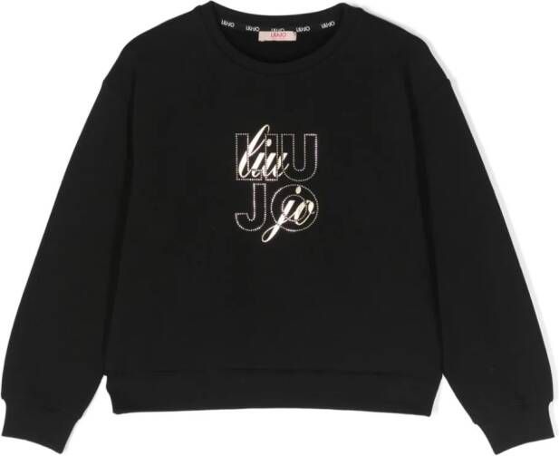 Liu Jo Kids Sweater met logo-patch Zwart