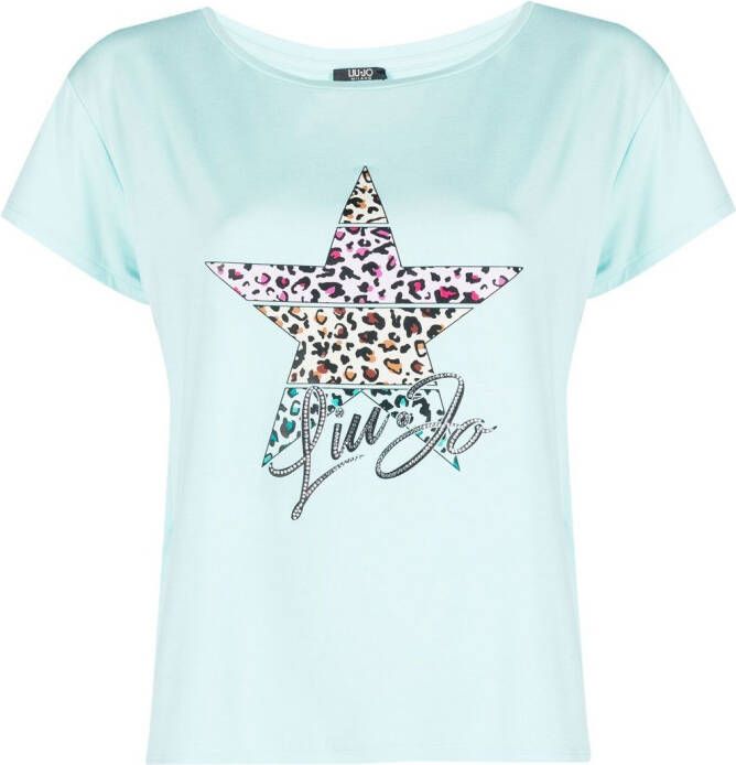 LIU JO T-shirt met logo van stras Blauw