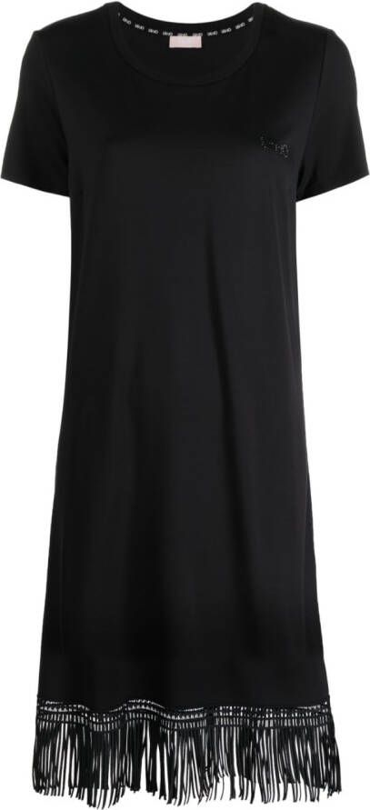 LIU JO T-shirtjurk met franje Zwart