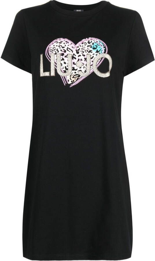 LIU JO T-shirtjurk verfraaid met logo Zwart